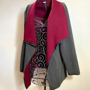 Kerisma open front waterfall grey knit cardigan size L